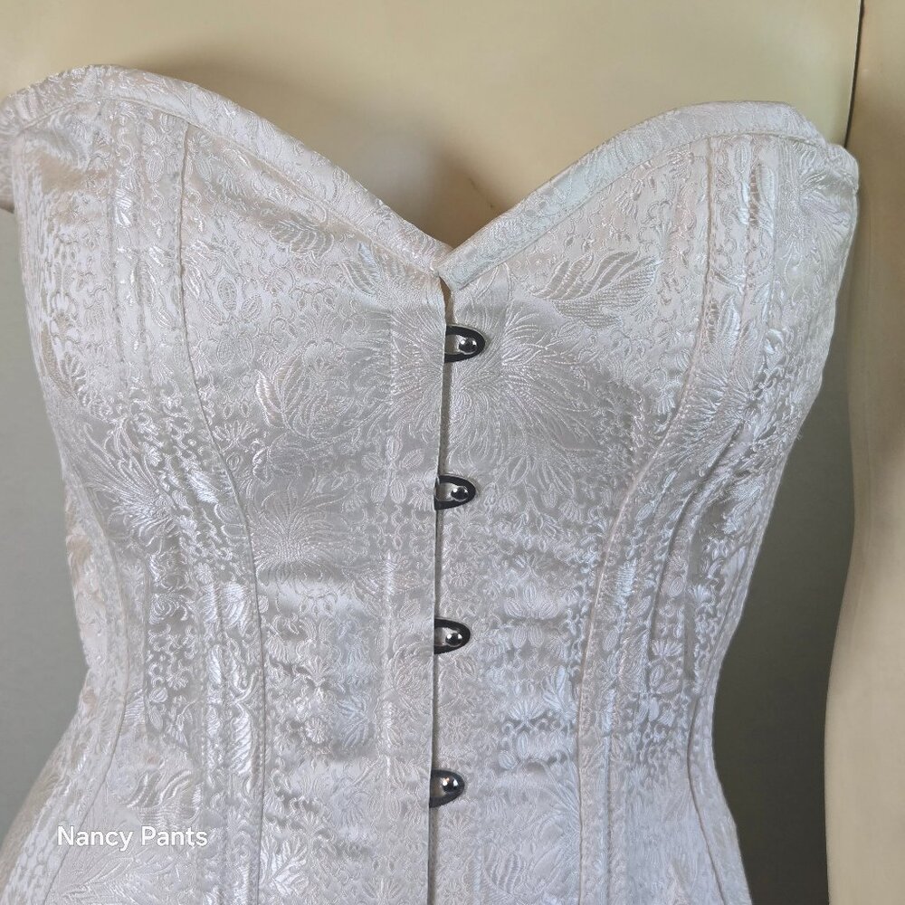 Vintage Dark Garden Silk Brocade Bridal Corset 24" Waist - Picture 3 of 5